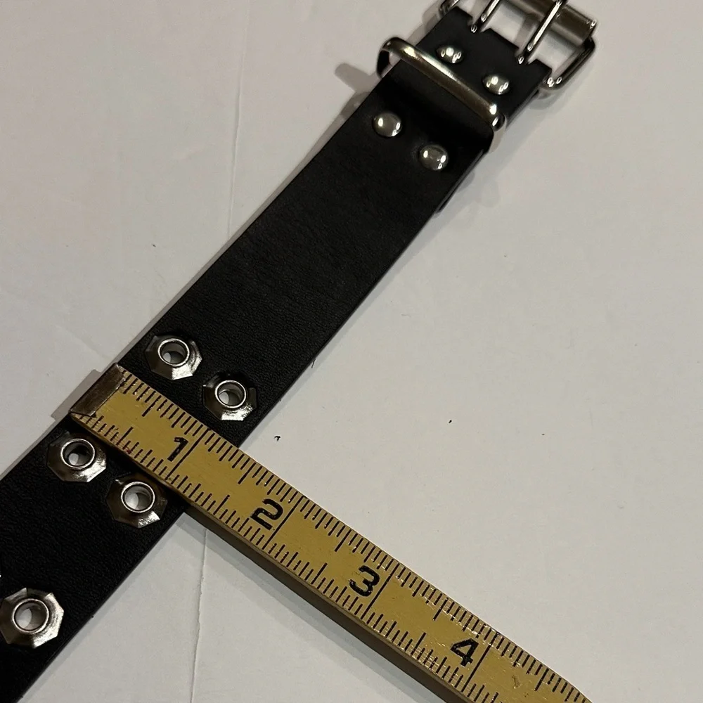 Black Studded faux Leather Belt fits up to 36”